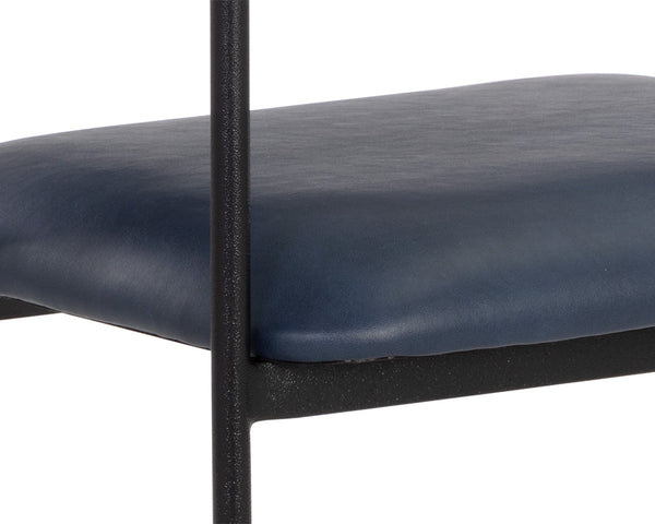 Sunpan Brenan Dining Armchair – Elegant Curved Backrest, Faux Leather Comfort, Black Metal Frame, Unique Craftsmanship Bravo Admiral