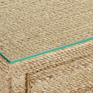 Olisa Rope Desk: Elegant Braided Abaca Design for Stylish Home or Office, 30.5" Height, Glass Top