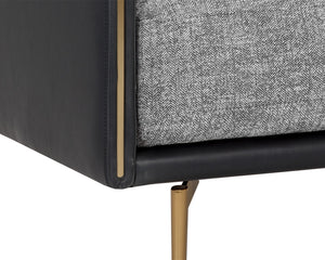 Sunpan Ashi Armchair - Stylish Nash Zebra Upholstered Comfort with Coal Black Faux Leather & Brass Accents