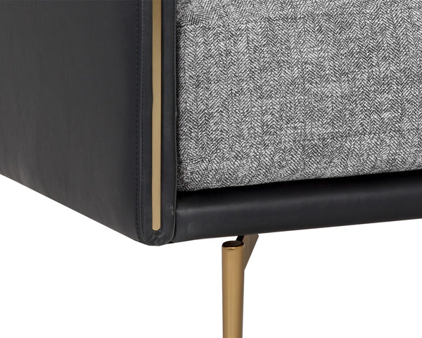 Sunpan Ashi Armchair - Stylish Nash Zebra Upholstered Comfort with Coal Black Faux Leather & Brass Accents