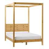 Minimalist Boho Full Canopy Bed with Simple Headboard Natural Pine ISLB6BNP Walker Edison