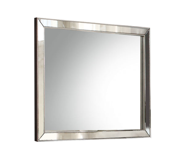 English Elm Voeville Voeville II Platinum Finish Mirror — Sleek Silver Frame, 28x32" Inner Glass, Modern Durable Design B2726P261228