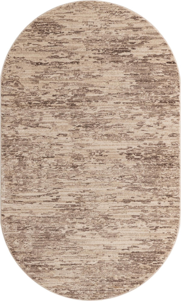 Unique Loom Oasis Water Machine Made Abstract Rug Brown, Beige/Ivory 5' 0" x 8' 0"