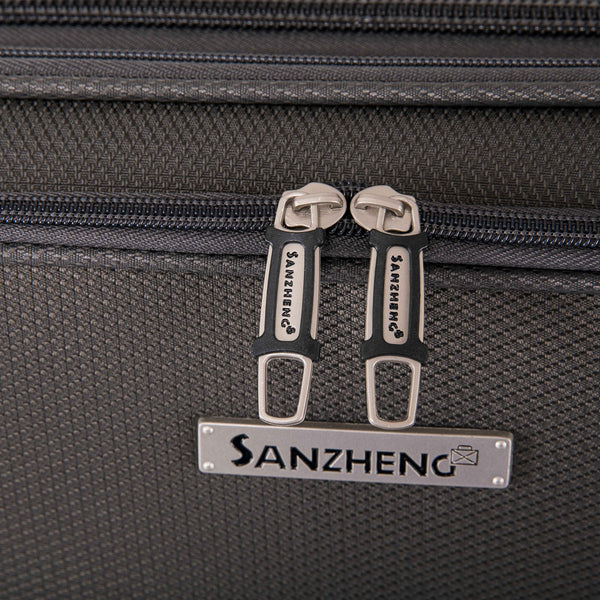 English Elm 3-piece Soft Shell Luggage Set with Swivel Wheels Telescopic Handle and Password Lock Grey T3292P343342