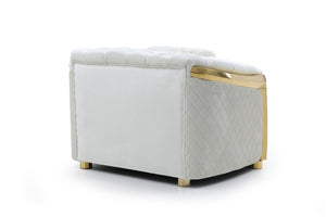 English Elm Lexi Plush Velvet Sofa with Button Tufting and Diamond Quilted Exterior, Welted Cushions & Throw Pillows Ivory 47 L x 35 W x 30 H B078P301023