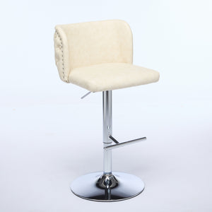 English Elm A&A Modern Swivel Barstools Set Of 2 - Adjustable Height, Chrome Base, Ergonomic Pu Upholstered Comfort W1143P193492