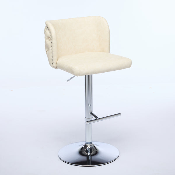 English Elm A&A Modern Swivel Barstools Set Of 2 - Adjustable Height, Chrome Base, Ergonomic Pu Upholstered Comfort W1143P193492