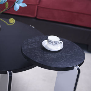 English Elm Set of 2 Round Sintered Stone Nesting Tables Sleek Modern Accent for Living Rooms W2899P405894