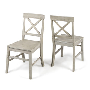 English Elm Christopher Knight Home® - Roshan Farmhouse Acacia Wood Dining Chairs Set Of 2 – Rustic Light Grey Wash With X-Back Design 62888.00LGW