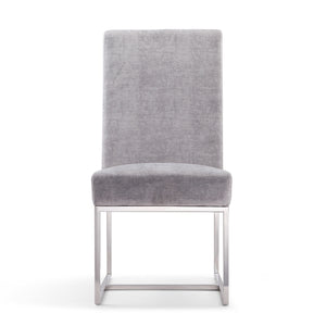 English Elm Element Gray Velvet Dining Chair - Modern Design With Chrome Frame, Plush Comfort & No Assembly Needed B365P397839