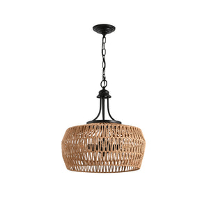 English Elm 19" Hemp Rope Pendant Hand Woven Bohemian Ceiling Fixture for Kitchen or Dining W2312P477345