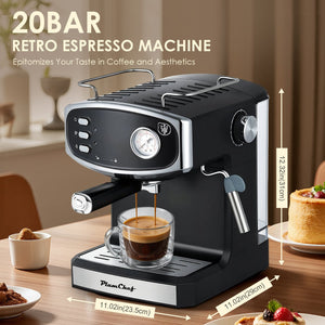 English Elm Plum 20 Bar Espresso Machine with Steam Wand Pressure Gauge and 54oz Water Tank W1002P478431