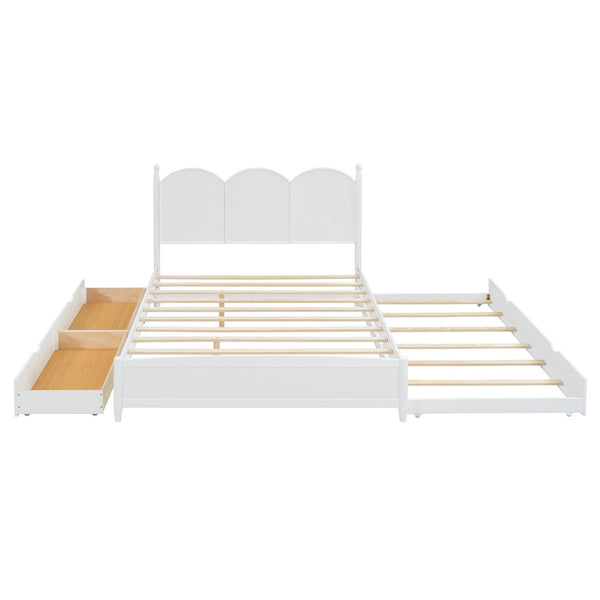 English Elm Queen Size Platform Bed With Twin Xl Trundle, 2 Storage Drawers, Elegant Design For Space-Saving N820S00025K-GIGA