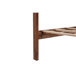 English Elm King Pine Wood Platform Bed with Led Lighting Usb Charging Tall Panel Headboard Walnut W504S00275