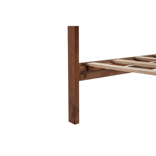 English Elm King Pine Wood Platform Bed with Led Lighting Usb Charging Tall Panel Headboard Walnut W504S00275