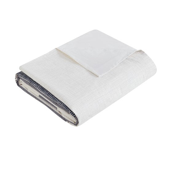 English Elm Full/Queen Serena 3-Piece Cotton Percale Duvet Cover Set with Fringe & Chenille Trims, Antimicrobial Protection B03596495