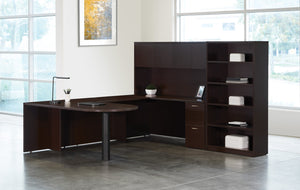 OSP Home Furnishings Napa U Shaped Sectional Sofa with Built in Bookcase for Spacious Family Rooms Espresso NAPESP-TYP16