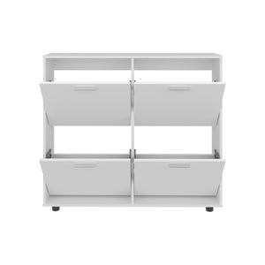 English Elm Shoe Modern 3‑Door Concealed Shoe Cabinet with 3 Shelves, Sturdy Legs, Compact Engineered Wood Storage White 47.64 L x 25.59 W x 4.72 H B097P350293