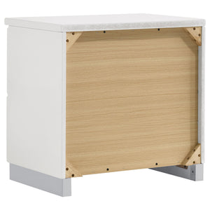 English Elm Dulcey White High Gloss 5-Piece Queen Bedroom Set With Led Headboard & Ample Storage Solutions B062S01335