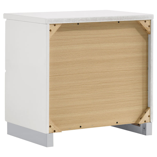 English Elm Dulcey White High Gloss 5-Piece Queen Bedroom Set With Led Headboard & Ample Storage Solutions B062S01335