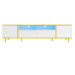 English Elm Vibe 70.9'' Modern Tv Stand For 80'' Tvs - Chic Entertainment Center With Led Lights & Ample Storage N724P284377K-GIGA