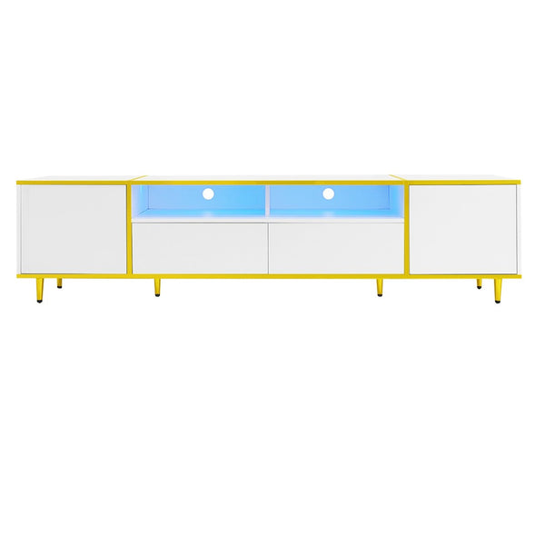 English Elm Vibe 70.9'' Modern Tv Stand For 80'' Tvs - Chic Entertainment Center With Led Lights & Ample Storage N724P284377K-GIGA