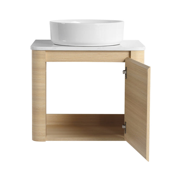 English Elm 24'' Wall-Mounted Bathroom Vanity With Soft-Close Door & Stylish Ceramic Sink For Small Spaces W999S00457