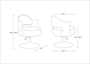 English Elm Bopper Vegan Leather Swivel Lounge Chair White — Adjustable Height, Polished Chrome Base, Modern Two-Tone Design B365P397929
