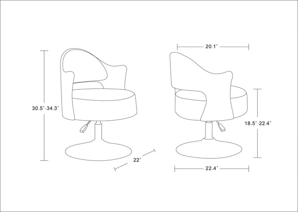 English Elm Bopper Vegan Leather Swivel Lounge Chair White — Adjustable Height, Polished Chrome Base, Modern Two-Tone Design B365P397929