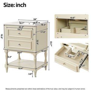 English Elm 24'' Retro Bathroom Vanity Mdf Cabinet with Ceramic Sink Open Shelf and 2 Drawers Beige N710P405414Y