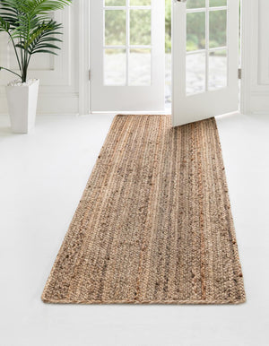 Unique Loom Braided Jute Dhaka Hand Braided Solid Rug Natural, Natural 2' 7" x 13' 1"
