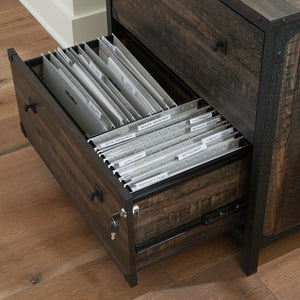 English Elm Lateral File Cabinet With Rustic Brown Finish - Spacious, Secure Storage For Home Or Office Use B356P367830