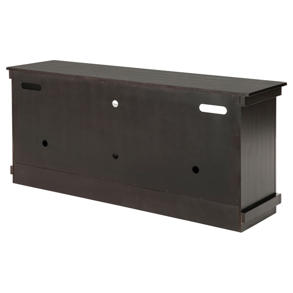 English Elm Castleton Farmhouse Pine Media Console with Six Compartments for Living Room Entertainment Dark Brown B062P448014
