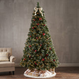 Christopher Knight Home® - Noble House - - 9' Cashmere And Snow Bristle Mixed Tree With 105 Pine Cones And 1200Clear Lights-Ul,2317Tips,Dia:69