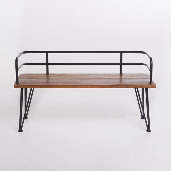 English Elm Christopher Knight Home® - ZION Rustic Teak Acacia Wood and Powder-Coated Iron Bench for Patio — Durable 50.5" Outdoor Seating 60390.00