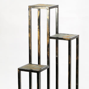 English Elm 47.25" Elegant 4-Tier Gray Stone Slab Plant Stand With Black & Gold Accents – Perfect For Indoor & Outdoor! B072115994