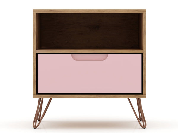 English Elm Rockefeller 20" Pink Nightstand With Drawer & Shelf - Stylish Storage Solution For Modern Bedrooms B365P398163-GIGA