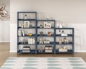 English Elm Modern Wooden Bookcase with Three Graduated Shelves for Books Toys and Decor Display Navy Blue B011P460076