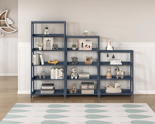 English Elm Modern Wooden Bookcase with Three Graduated Shelves for Books Toys and Decor Display Navy Blue B011P460076