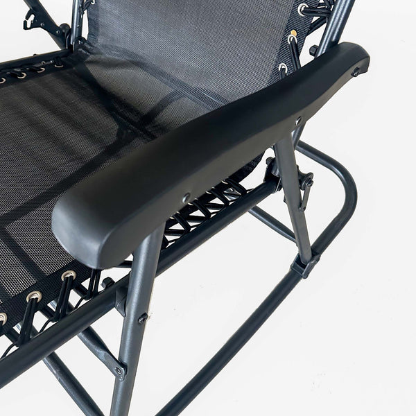 English Elm Patio Folding Rocking Chairs Set of 2 with Mesh Seat and Adjustable Headrest W5159P451092