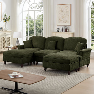 English Elm Classic Comfy Modular U-Shape Sectional Sofa - Elegant Chenille Couch With Flared Arms & Versatile Design W3041S00268