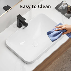 English Elm Ceramic Undermount Vanity Sink Glazed Porcelain Basin with Clean Flush Countertop Fit W3402P406915