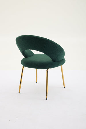 English Elm 061-Set Of 1 Plush Teddy Fabric Dining Chair With Ergonomic Backrest And Gold Legs For Modern Spaces W527P255488