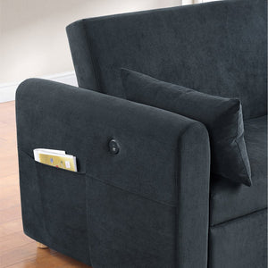 English Elm Corduroy Convertible Sleeper Loveseat with USB Charging, Magazine Pockets, Plush Pillows & Space-Saving Design Black B016P405883