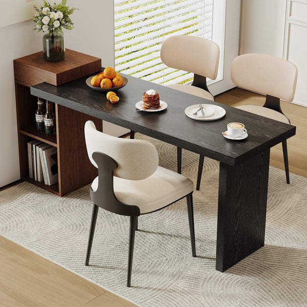 English Elm Modern Wood Grain Console Table with Two Tier Shelving for Entryway or Living Room Black,Walnut W3875S00031
