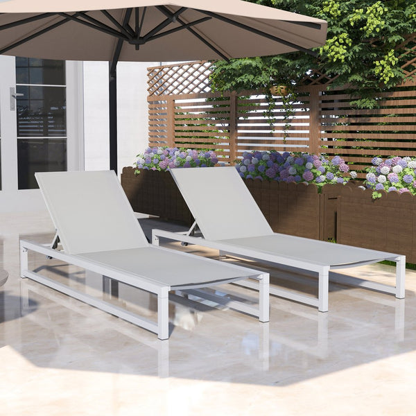 English Elm Christopher Knight Home® - 5-Level Adjustable 2-Piece Outdoor Chaise Lounge Set, Durable Aluminum & Textilene For Ultimate Comfort N779P281907W