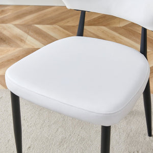 English Elm Table Set: Modern 36.6” Round Glass Dining Table With 4 Ergonomic White Pu Chairs For Comfort & Style W1151S03672-GIGA