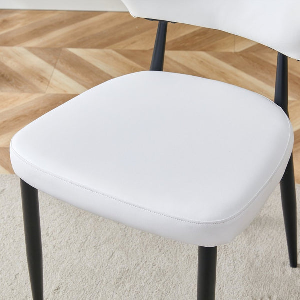 English Elm Table Set: Modern 36.6” Round Glass Dining Table With 4 Ergonomic White Pu Chairs For Comfort & Style W1151S03672-GIGA