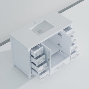 English Elm White Bath Vanity 48" W With Cultured Marble Top, Soft-Close Drawers, And Ample Storage Solutions B2731P259066-GIGA