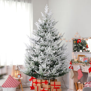 English Elm Homcom 7.5 Foot Artificial Christmas Tree - Lifelike, Easy Setup, Durable Steel Base, Low Maintenance W2225P249668